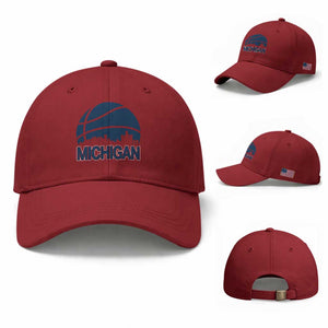 Vintage Urban Michigan Skyline Baseball Cap Gift For Basketball Fan TS12 Baseball Cap Universal Fit Cherry Red Print Your Wear