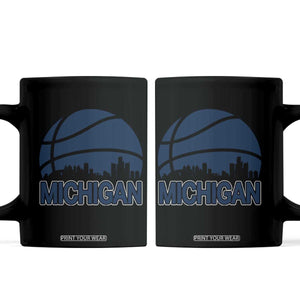Vintage Urban Michigan Skyline Coffee Mug Gift For Basketball Fan TS12 Black Print Your Wear