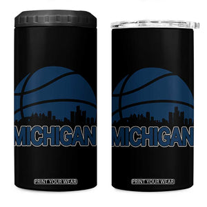 Vintage Urban Michigan Skyline 4 in 1 Can Cooler Tumbler Gift For Basketball Fan TS12 One Size: 16 oz Black Print Your Wear