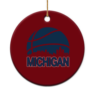 Vintage Urban Michigan Skyline Ceramic Ornament Gift For Basketball Fan TS12 1pc Red Print Your Wear