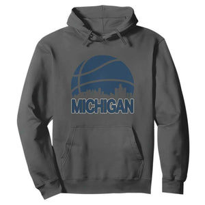 Vintage Urban Michigan Skyline Hoodie Gift For Basketball Fan TS12 Dark Heather Print Your Wear