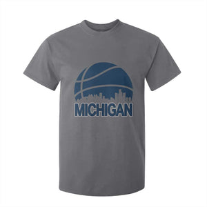 Vintage Urban Michigan Skyline T Shirt For Kid Gift For Basketball Fan TS12 Charcoal Print Your Wear