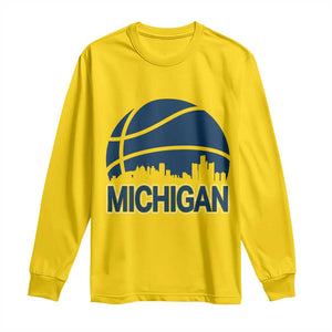 Vintage Urban Michigan Skyline Long Sleeve Shirt Gift For Basketball Fan TS12 Daisy Print Your Wear