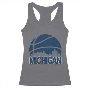 Vintage Urban Michigan Skyline Racerback Tank Top Gift For Basketball Fan TS12 Charcoal Print Your Wear
