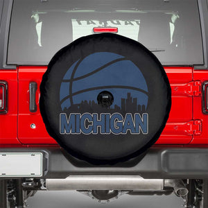 Vintage Urban Michigan Skyline Spare Tire Cover Gift For Basketball Fan TS12 Black Print Your Wear