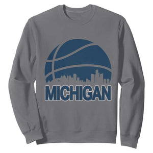 Vintage Urban Michigan Skyline Sweatshirt Gift For Basketball Fan TS12 Charcoal Print Your Wear