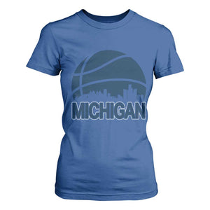 Vintage Urban Michigan Skyline T Shirt For Women Gift For Basketball Fan TS12 Royal Blue Print Your Wear