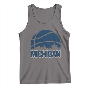 Vintage Urban Michigan Skyline Tank Top Gift For Basketball Fan TS12 Deep Heather Print Your Wear