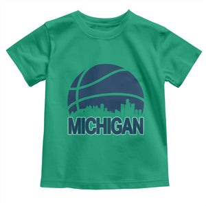 Vintage Urban Michigan Skyline Toddler T Shirt Gift For Basketball Fan TS12 Irish Green Print Your Wear