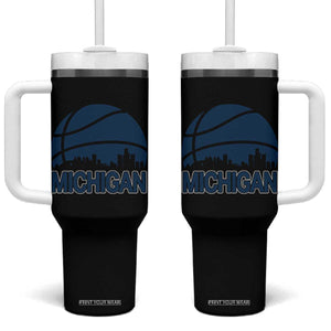 Vintage Urban Michigan Skyline Tumbler With Handle Gift For Basketball Fan TS12 One Size: 40 oz Black Print Your Wear