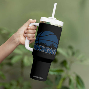 Vintage Urban Michigan Skyline Tumbler With Handle Gift For Basketball Fan TS12 Print Your Wear