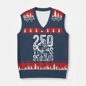 250 Years Strong Bigfoot Guitar V-Neck Knit Sweater Vest USA 250th Anniversary Gift TS12 Navy Red Print Your Wear