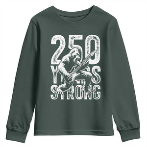 250 Years Strong Bigfoot Guitar Youth Sweatshirt USA 250th Anniversary Gift TS12 Dark Forest Green Print Your Wear