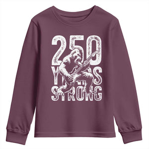 250 Years Strong Bigfoot Guitar Youth Sweatshirt USA 250th Anniversary Gift TS12 Maroon Print Your Wear