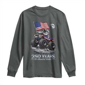 Astronaut 250 Years Of Pioneer Spirit Long Sleeve Shirt USA 250th Anniversary TS12 Dark Heather Print Your Wear