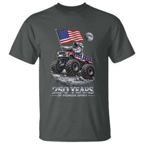 Astronaut 250 Years Of Pioneer Spirit T Shirt USA 250th Anniversary TS12 Dark Heather Print Your Wear