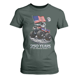 Astronaut 250 Years Of Pioneer Spirit T Shirt For Women USA 250th Anniversary TS12 Dark Forest Green Print Your Wear