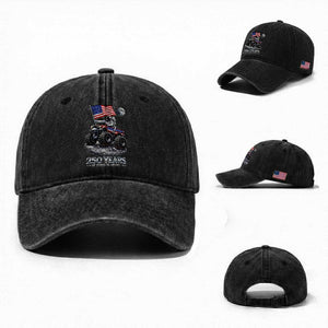 Astronaut 250 Years Of Pioneer Spirit Washed Cotton Baseball Cap USA 250th Anniversary TS12 Washed Cap Universal Fit Black Print Your Wear
