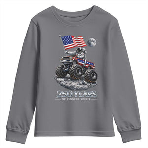 Astronaut 250 Years Of Pioneer Spirit Youth Sweatshirt USA 250th Anniversary TS12 Charcoal Print Your Wear