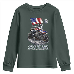 Astronaut 250 Years Of Pioneer Spirit Youth Sweatshirt USA 250th Anniversary TS12 Dark Forest Green Print Your Wear