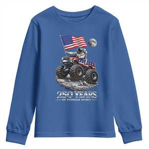 Astronaut 250 Years Of Pioneer Spirit Youth Sweatshirt USA 250th Anniversary TS12 Royal Blue Print Your Wear