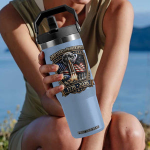 Astronaut 250 Years Of Pioneer Spirit Flip Straw Tumbler Patriotic Astronaut Graphic Gift TS12 One Size: 30 oz Light Blue Print Your Wear