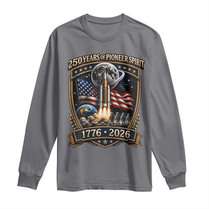 Astronaut 250 Years Of Pioneer Spirit Long Sleeve Shirt Patriotic Astronaut Graphic Gift TS12 Charcoal Print Your Wear