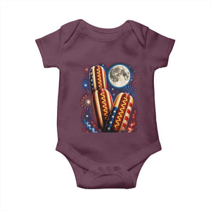 4th Of July Hotdog Fireworks Baby Onesie American Food Lovers TS12 Maroon Print Your Wear