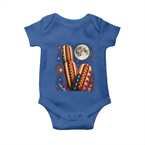 4th Of July Hotdog Fireworks Baby Onesie American Food Lovers TS12 Royal Blue Print Your Wear