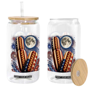 4th Of July Hotdog Fireworks Glass Can American Food Lovers