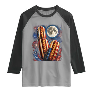 4th Of July Hotdog Fireworks Raglan Shirt American Food Lovers TS12 Sport Gray Black Print Your Wear