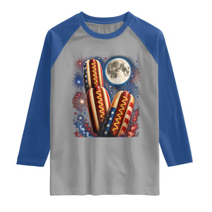 4th Of July Hotdog Fireworks Raglan Shirt American Food Lovers TS12 Sport Gray Royal Print Your Wear