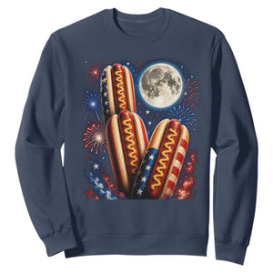 4th Of July Hotdog Fireworks Sweatshirt American Food Lovers TS12 Navy Print Your Wear