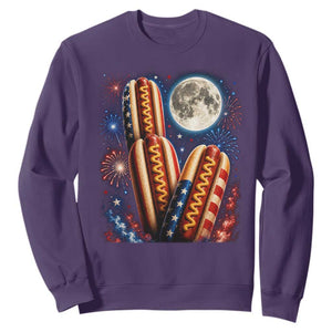 4th Of July Hotdog Fireworks Sweatshirt American Food Lovers TS12 Purple Print Your Wear