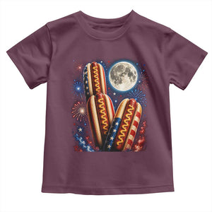 4th Of July Hotdog Fireworks Toddler T Shirt American Food Lovers TS12 Maroon Print Your Wear