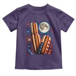 4th Of July Hotdog Fireworks Toddler T Shirt American Food Lovers TS12 Purple Print Your Wear
