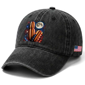 4th Of July Hotdog Fireworks Washed Cotton Baseball Cap American Food Lovers TS12 Print Your Wear