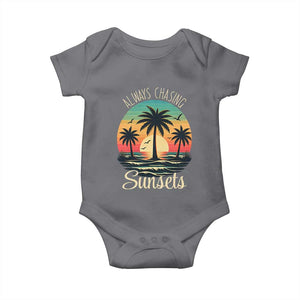 Vintage Always Chasing Sunsets Baby Onesie Hawaiian Tropical Beach Graphic TS12 Charcoal Print Your Wear