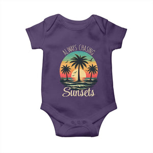 Vintage Always Chasing Sunsets Baby Onesie Hawaiian Tropical Beach Graphic TS12 Purple Print Your Wear
