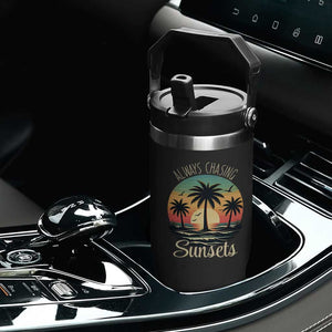 Vintage Always Chasing Sunsets Flip Straw Tumbler Hawaiian Tropical Beach Graphic TS12 Print Your Wear
