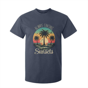 Vintage Always Chasing Sunsets T Shirt For Kid Hawaiian Tropical Beach Graphic TS12 Navy Print Your Wear