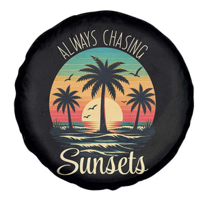 Vintage Always Chasing Sunsets Spare Tire Cover Hawaiian Tropical Beach Graphic TS12 Print Your Wear
