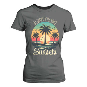 Vintage Always Chasing Sunsets T Shirt For Women Hawaiian Tropical Beach Graphic TS12 Dark Heather Print Your Wear