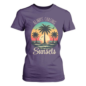 Vintage Always Chasing Sunsets T Shirt For Women Hawaiian Tropical Beach Graphic TS12 Purple Print Your Wear