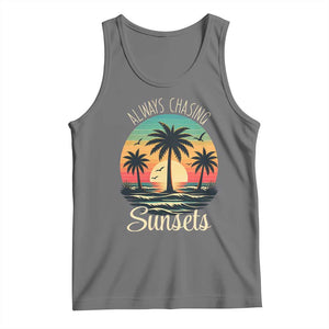 Vintage Always Chasing Sunsets Tank Top Hawaiian Tropical Beach Graphic TS12 Black Heather Print Your Wear