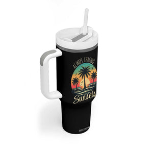 Vintage Always Chasing Sunsets Tumbler With Handle Hawaiian Tropical Beach Graphic TS12 Print Your Wear
