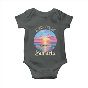 Always Chasing Sunsets Baby Onesie Summer Vacation Travel Gift TS12 Dark Heather Print Your Wear
