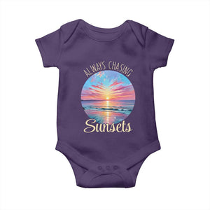 Always Chasing Sunsets Baby Onesie Summer Vacation Travel Gift TS12 Purple Print Your Wear