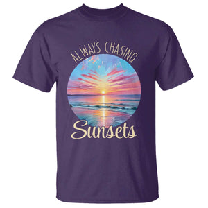 Always Chasing Sunsets T Shirt Summer Vacation Travel Gift TS12 Purple Print Your Wear