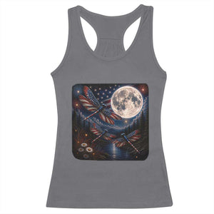 American Flag Dragonfly Patriotic 4th Of July Racerback Tank Top TS12 Charcoal Print Your Wear